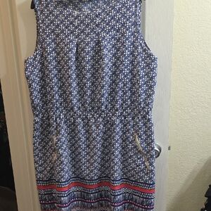 Speed Control Blue and Red Patterned Midi Dress Size 1X